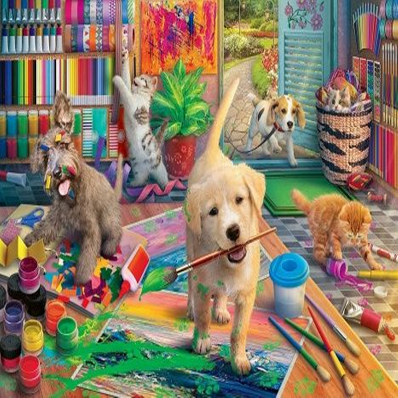 Kittens Puppies - Full Round Drill Diamond Painting 40*30CM