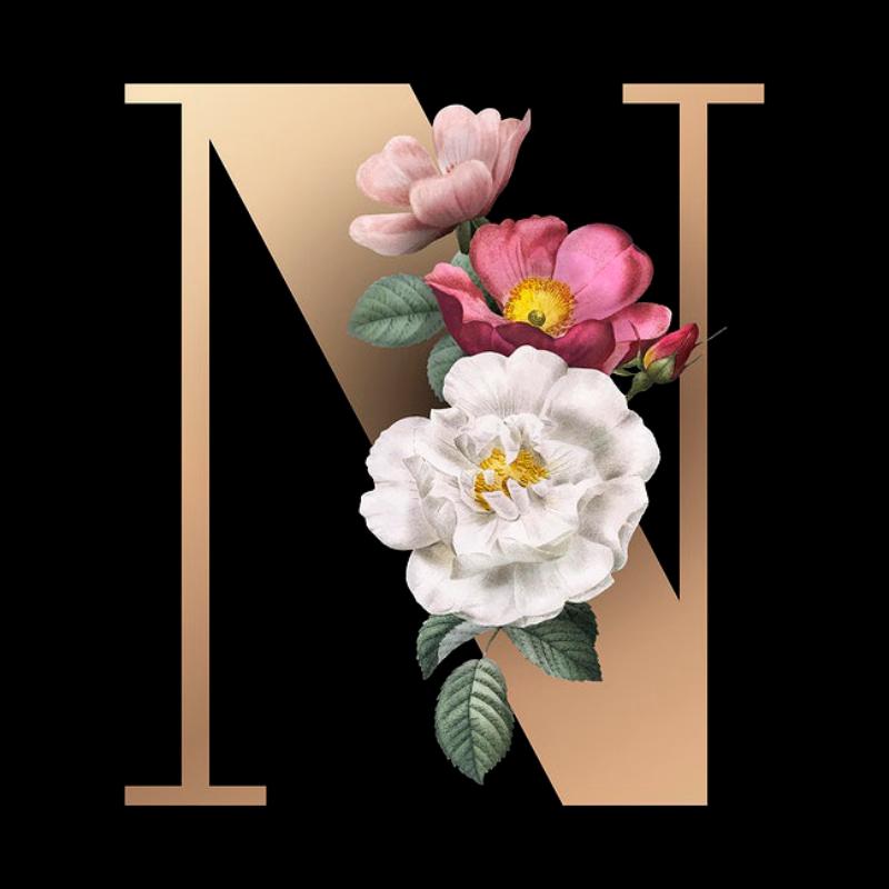 Letter Flower N - Full Round Drill Diamond Painting 45*45CM