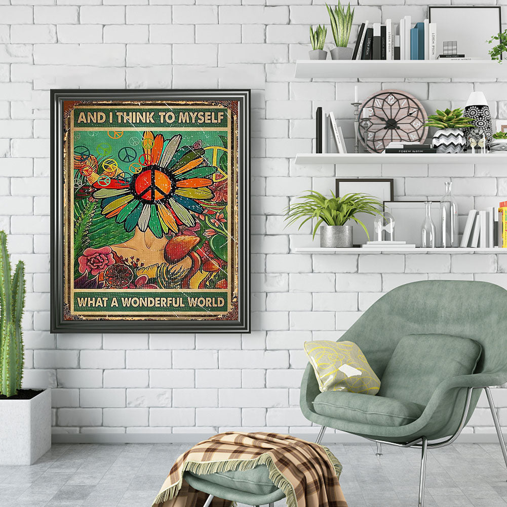 Colorful Flower Poster 40*50CM(Canvas) Full Round Drill Diamond Painting