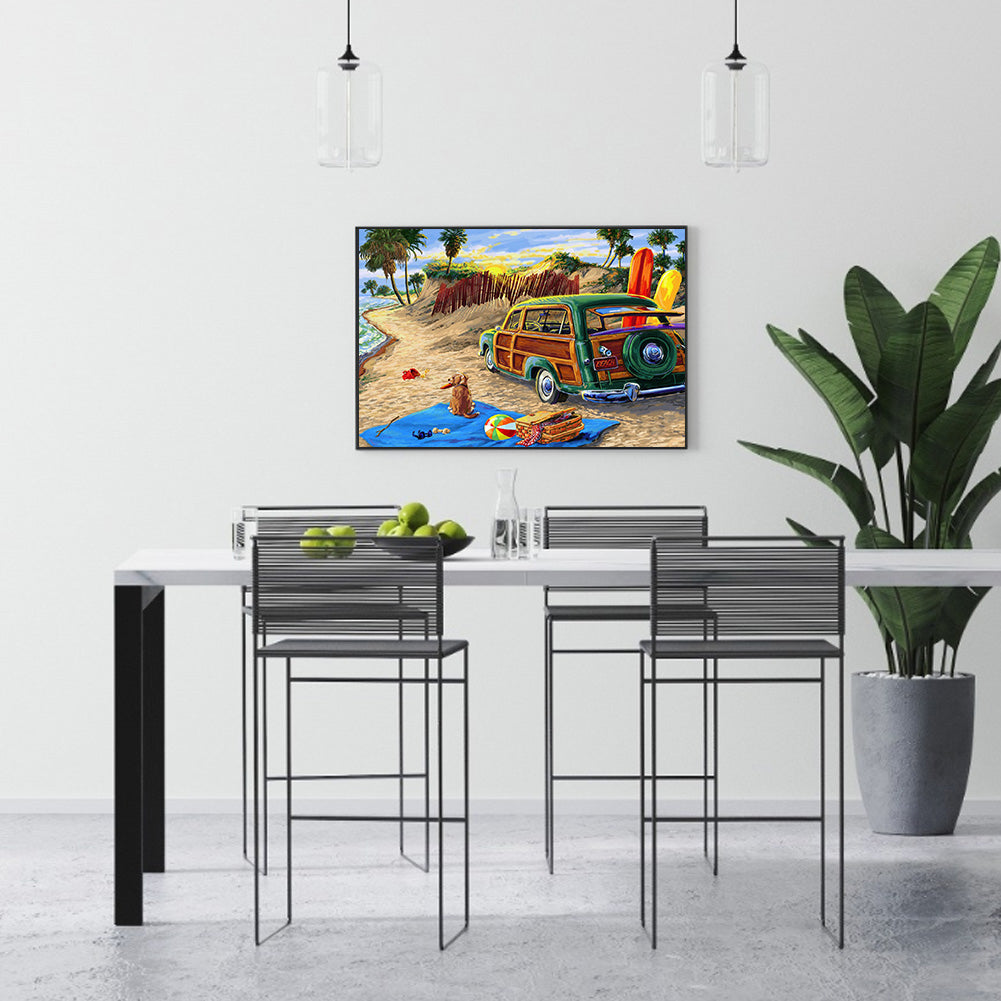 Beachside Camper - Full Square Drill Diamond Painting 60*50CM