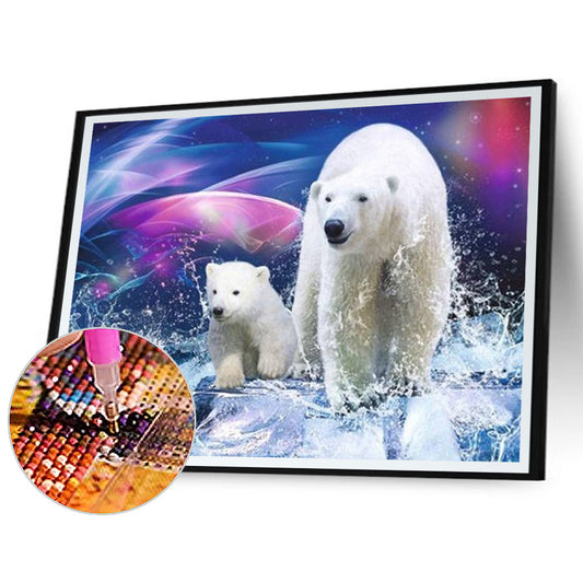 Polar White Bear 40*30CM(Canvas) Full Round Drill Diamond Painting