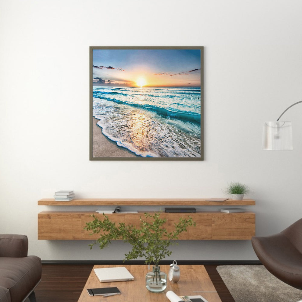 Beach Sunrise - Full Square Drill Diamond Painting 50*50CM