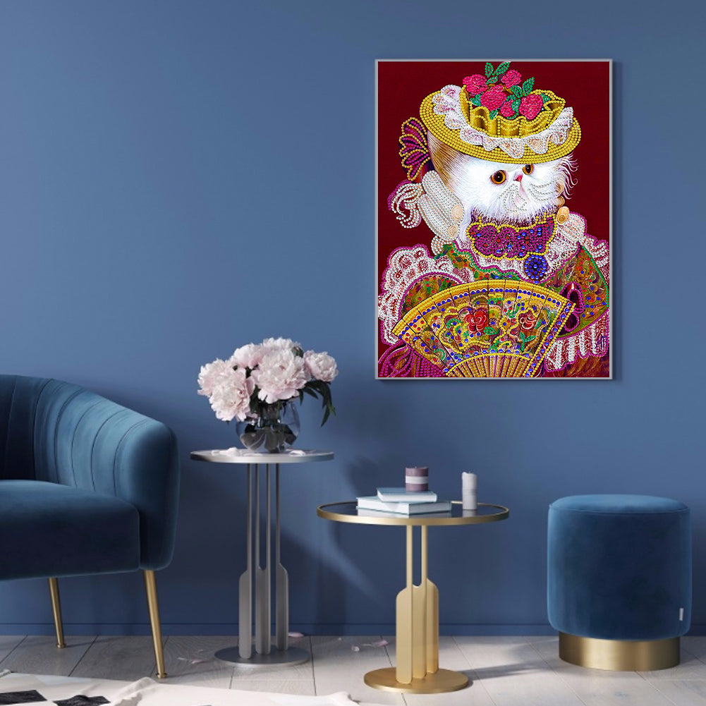Elegant And Luxurious Cat - Special Shaped Drill Diamond Painting 30*40CM