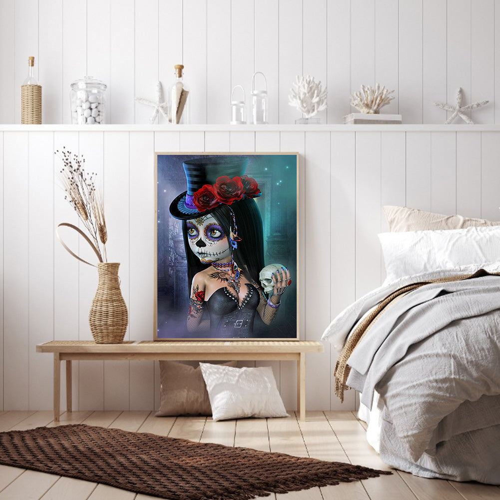 Heavy Makeup Woman 40*50CM(Canvas) Full Round Drill Diamond Painting