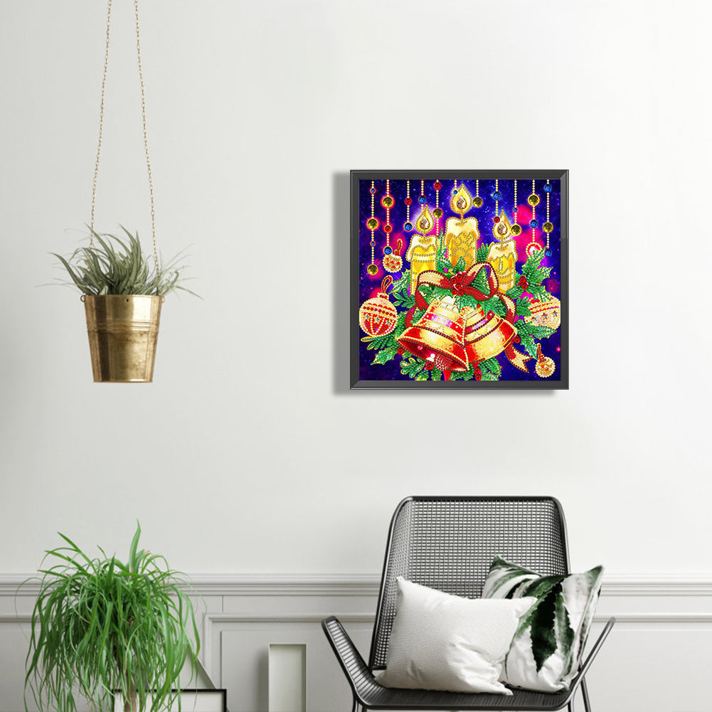 Christmas Bell Candle 30*30CM(Canvas) Special Shaped Drill Diamond Painting