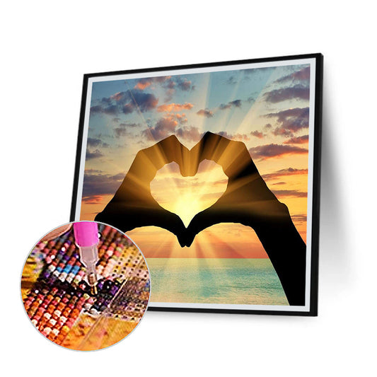 Couple Love Gesture - Full Round Drill Diamond Painting 30*30CM