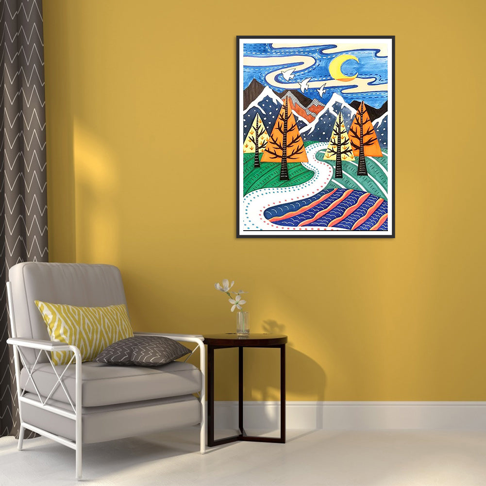 Painted Landscape - Full Round Drill Diamond Painting 30*40CM