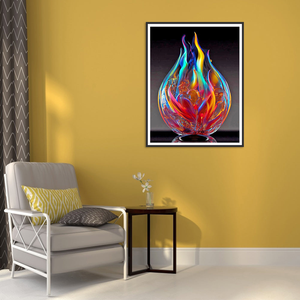 Glass Fire Sculpture - Full Round Drill Diamond Painting 30*40CM