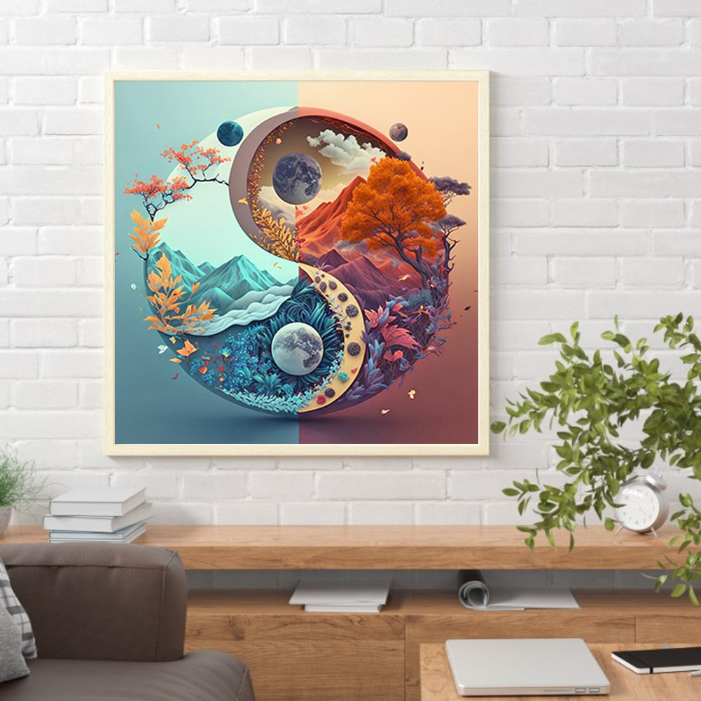 Tai Chi Landscape - Full Round Drill Diamond Painting 30*30CM