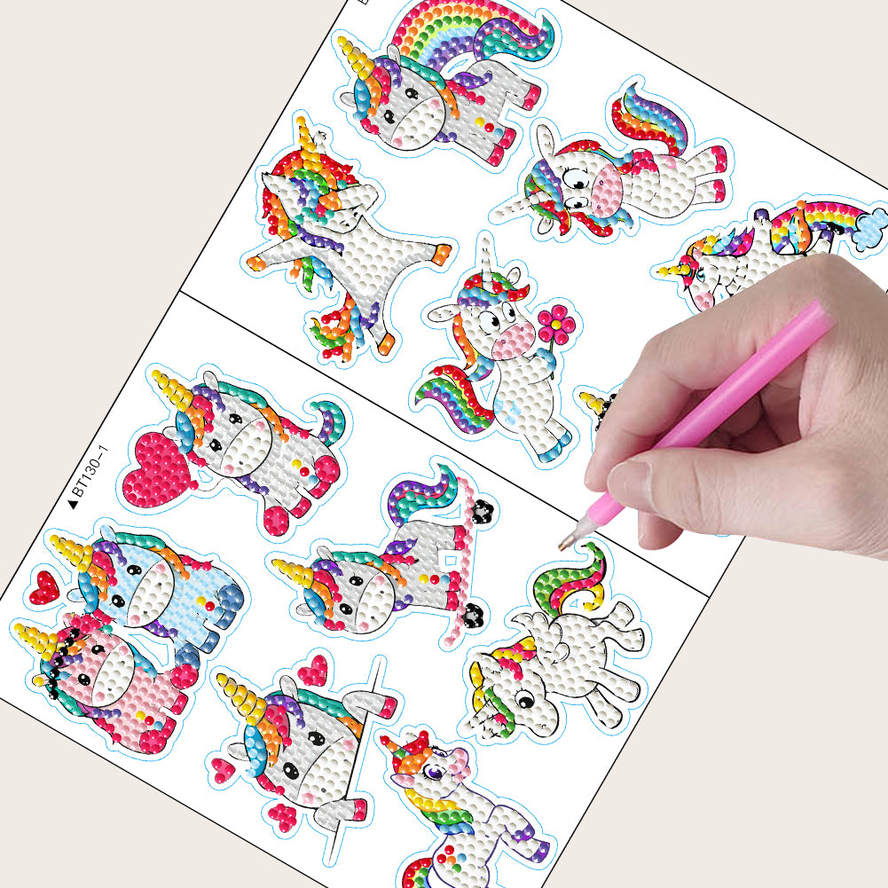 2 Sheets Diamonds Painting Sticker Crafts DIY Art Cartoon Paster Home Decoration