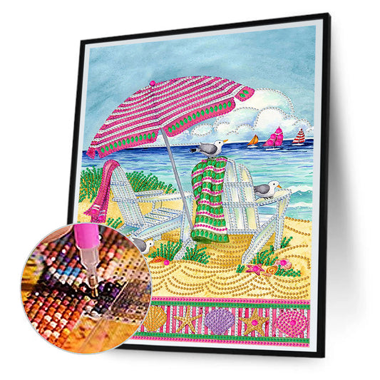 Colorful Beach - Special Shaped Drill Diamond Painting 30*40CM