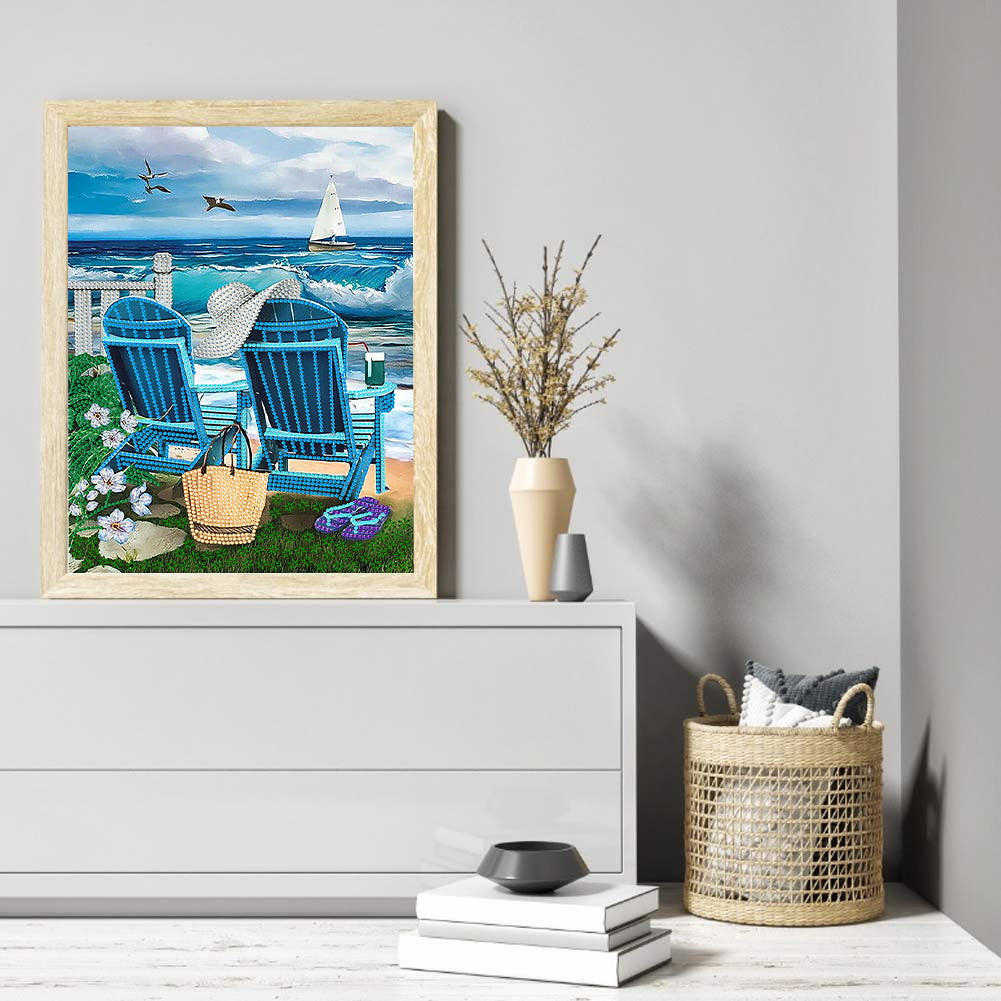 Colorful Beach - Special Shaped Drill Diamond Painting 30*40CM