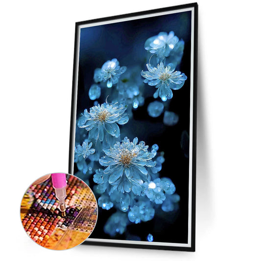 Light Blue Crystal Flower - Full Round Drill Diamond Painting 40*70CM