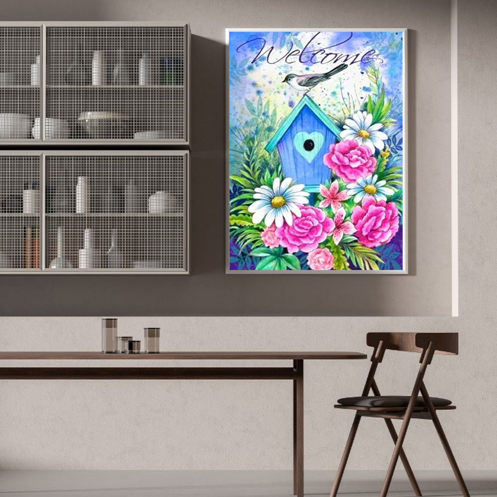 Flower And Bird Calligraphy And Painting - Full Round Drill Diamond Painting 30*40CM