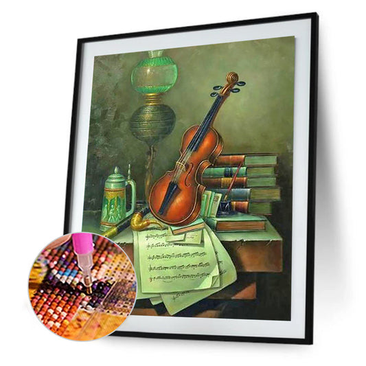 Violin On The Table - Full Round Drill Diamond Painting 30*40CM