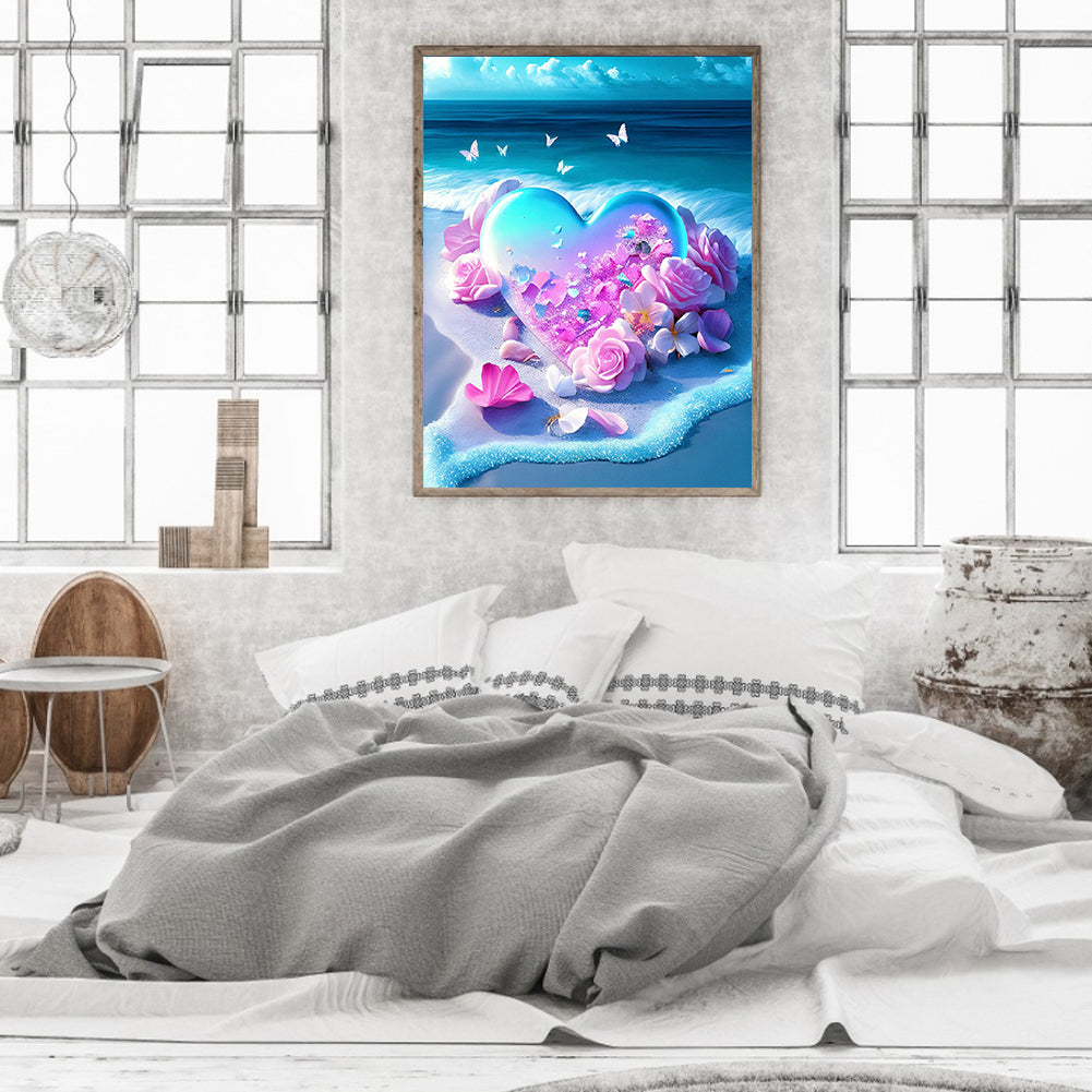 Beach Heart - Full Round Drill Diamond Painting 30*40CM