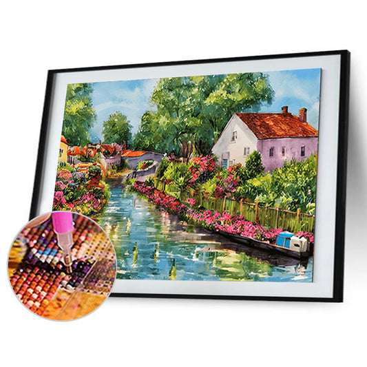 River Bank Scenery - Full Round Drill Diamond Painting 40*30CM