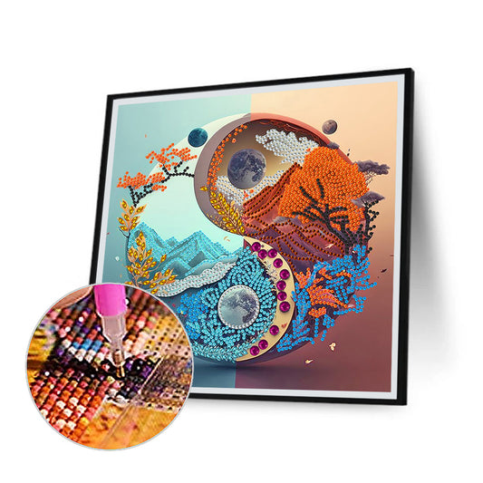 Yin Yang Landscape - Special Shaped Drill Diamond Painting 30*30CM