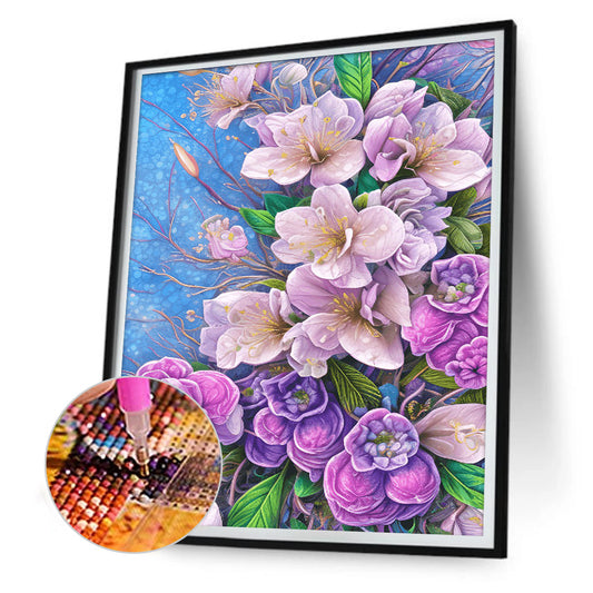Pink Purple Bouquet - Full Round Drill Diamond Painting 30*40CM