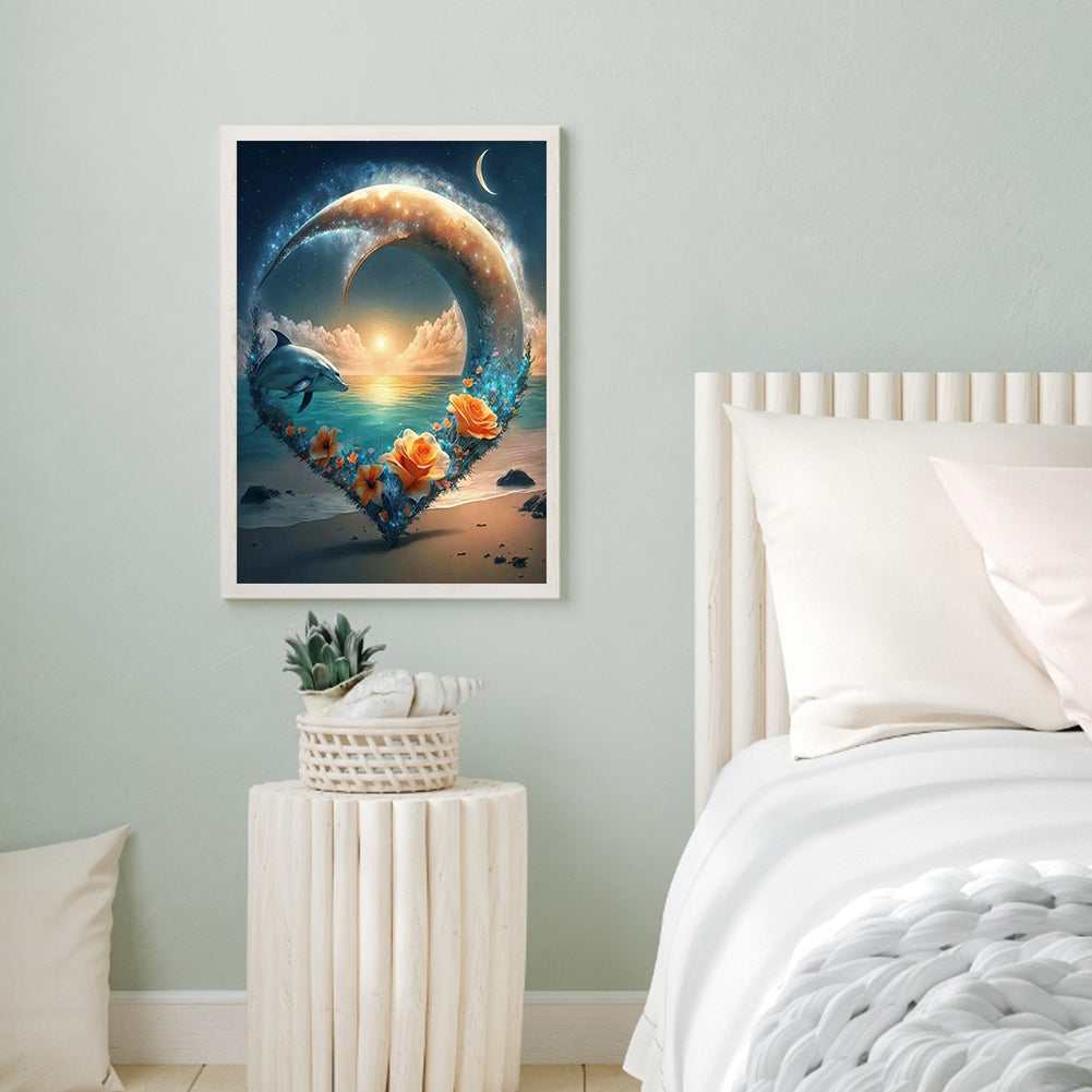 Beach Dolphin - Full Round Drill Diamond Painting 30*40CM