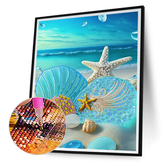 Dreamy Seaside Beach Shells - Special Shaped Drill Diamond Painting 30*40CM