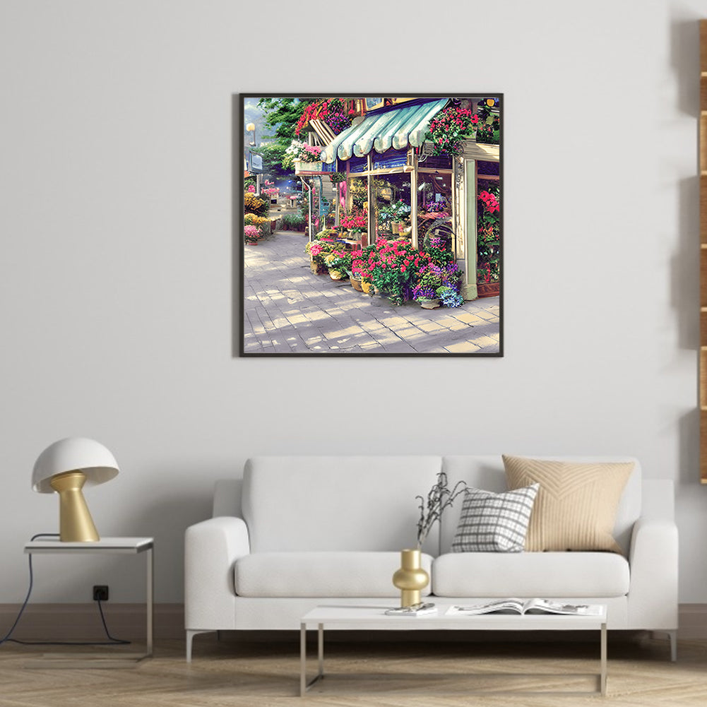 Flower Shop Entrance - Full Round Drill Diamond Painting 40*40CM