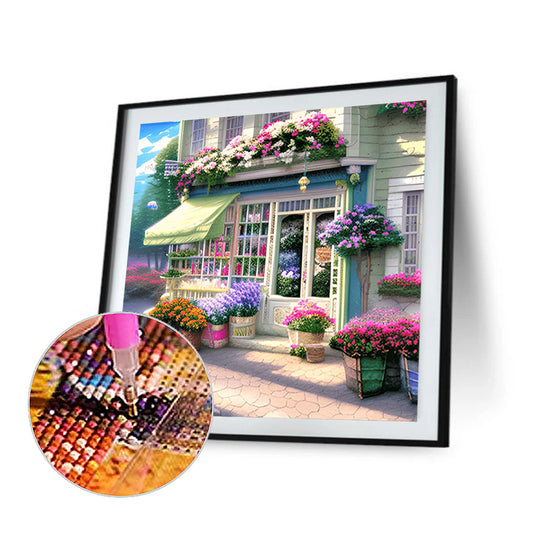 Flower Shop Entrance - Full Round Drill Diamond Painting 40*40CM