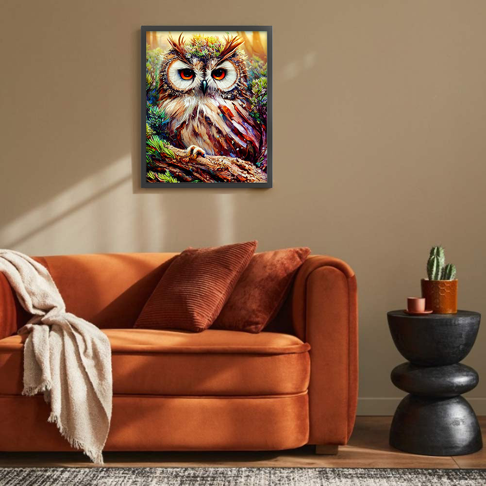 Owl On Branch - Full Round Drill Diamond Painting 30*40CM