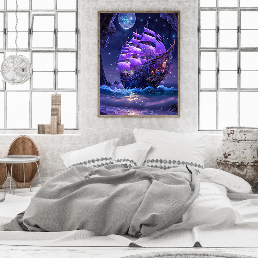 Dream Moon Ferry - Full Round Drill Diamond Painting 30*40CM