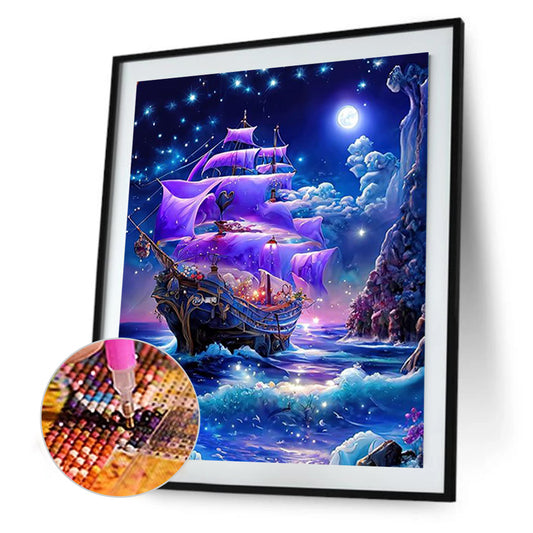 Dream Moon Ferry - Full Round Drill Diamond Painting 30*40CM