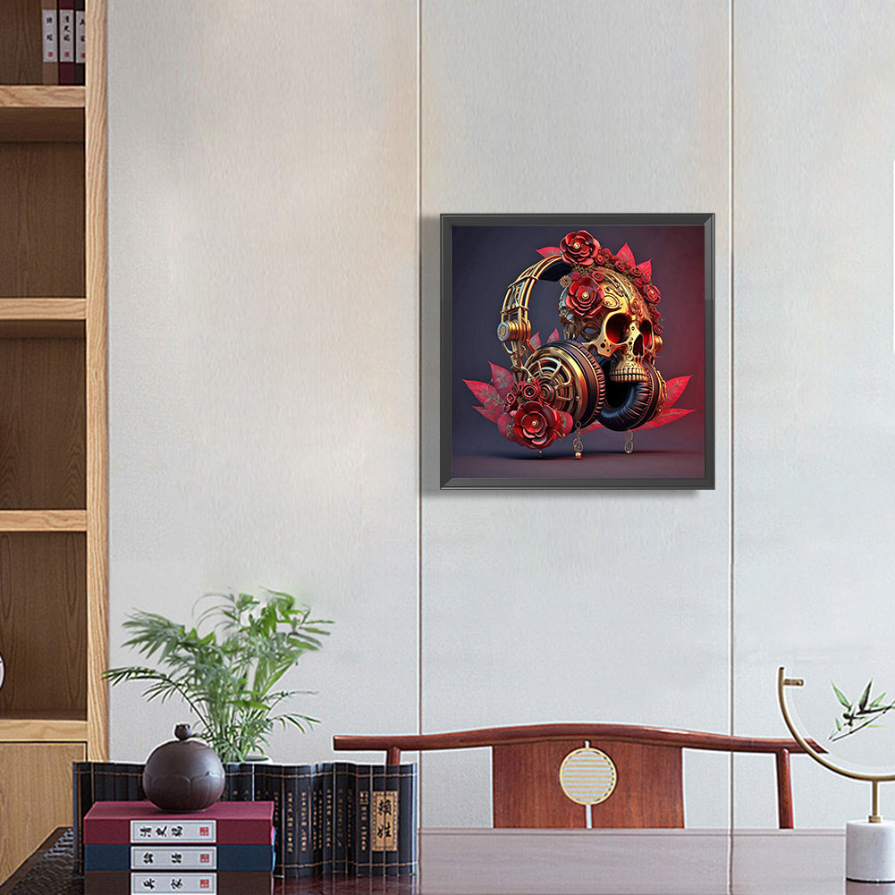 Unique Red Headphones - Full Round Drill Diamond Painting 30*30CM