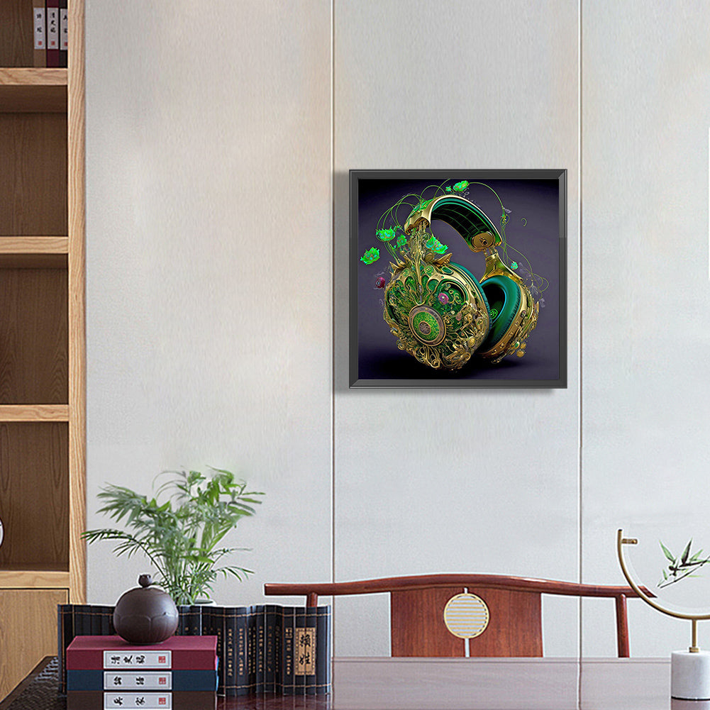 Unique Green Headphones - Full Round Drill Diamond Painting 30*30CM
