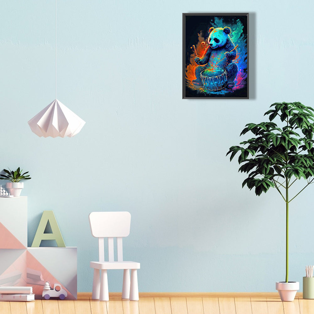 Color Drumming Panda - Full Round Drill Diamond Painting 30*40CM