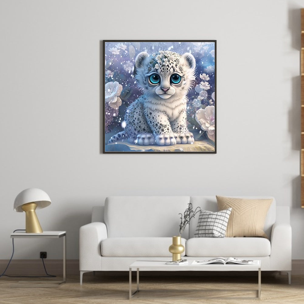 Jeweled Little White Tiger - Full Round Drill Diamond Painting 30*30CM