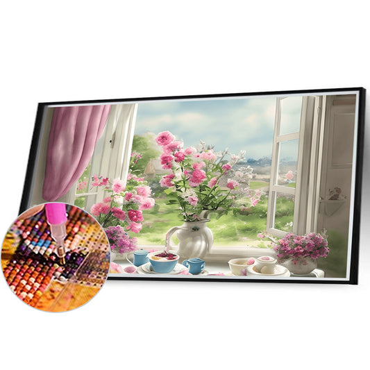 Scenery Outside The Window - Full Round Drill Diamond Painting 40*30CM