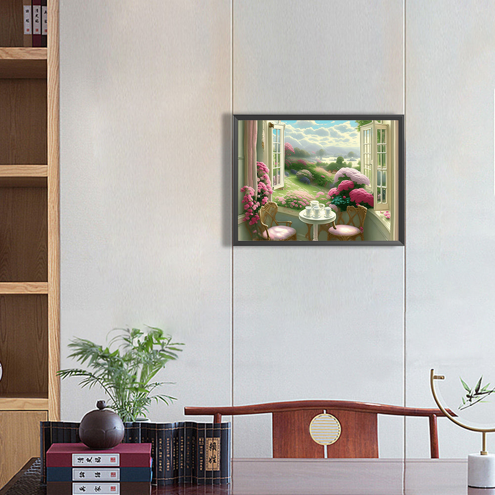 Scenery Outside The Window - Full Round Drill Diamond Painting 40*30CM