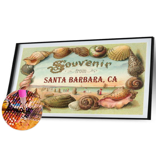 Seashells - Souvenirs From Santa Barbara, Ca - Full Round Drill Diamond Painting 45*30CM
