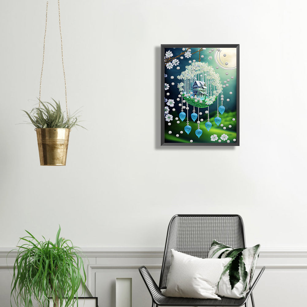 Green Leaf Water Drop Microcosm - Special Shaped Drill Diamond Painting 30*40CM