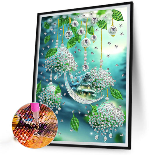 Green Leaf Water Drop Microcosm - Special Shaped Drill Diamond Painting 30*40CM