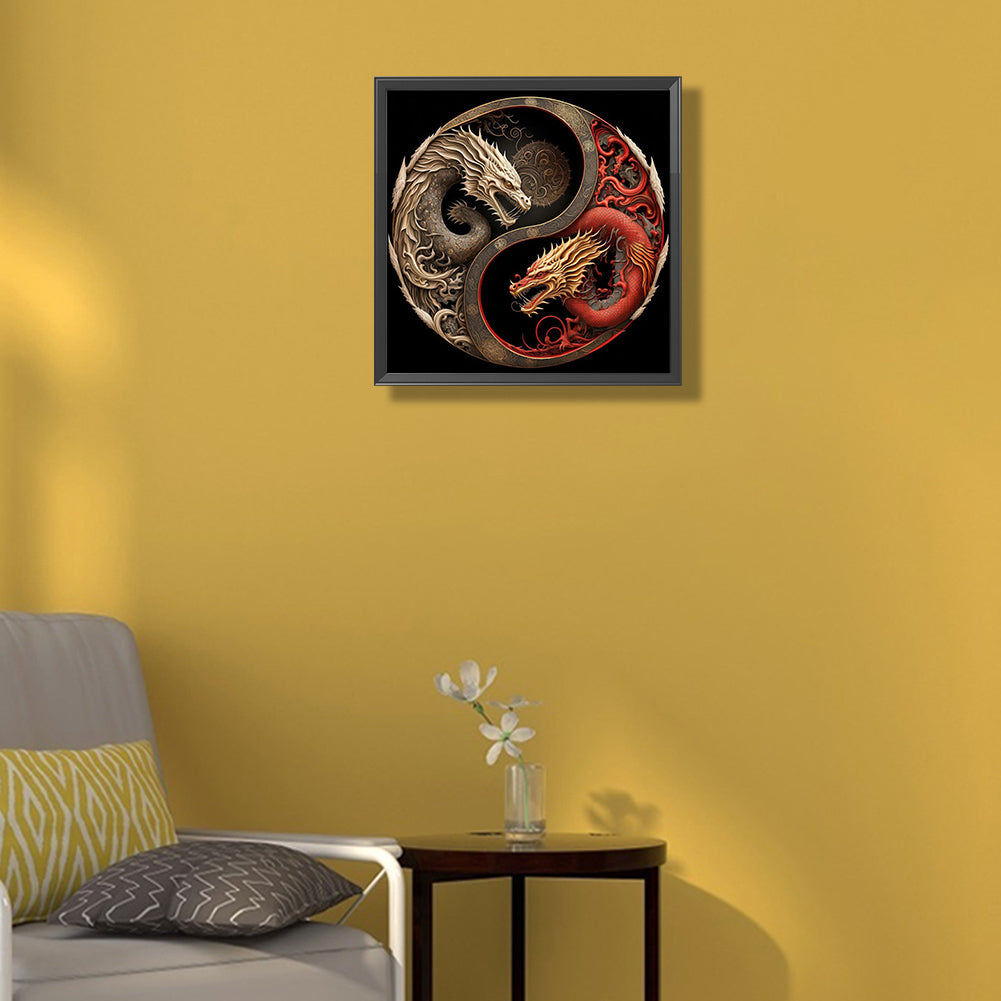 Dragon Yin Yang Diagram - Full Round Drill Diamond Painting 35*35CM