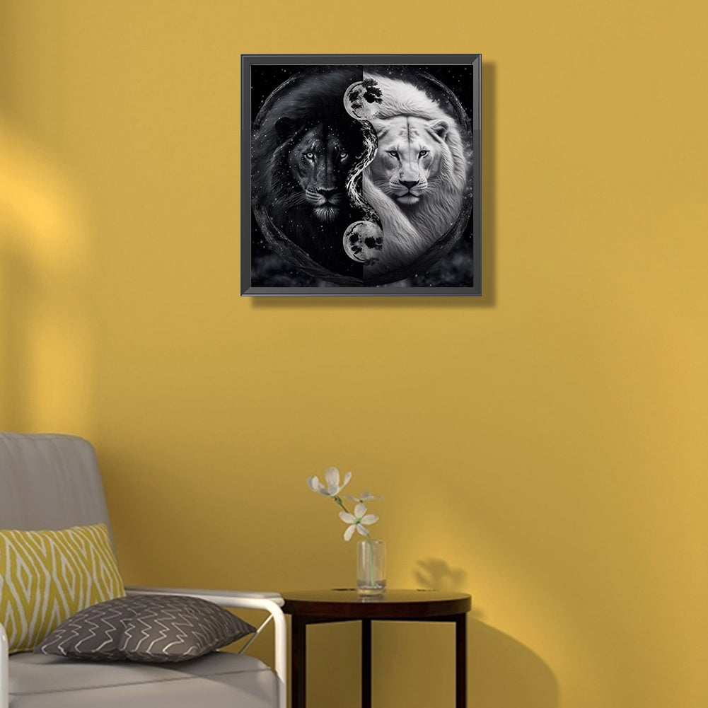 Lion Yin Yang Diagram - Full Round Drill Diamond Painting 50*50CM