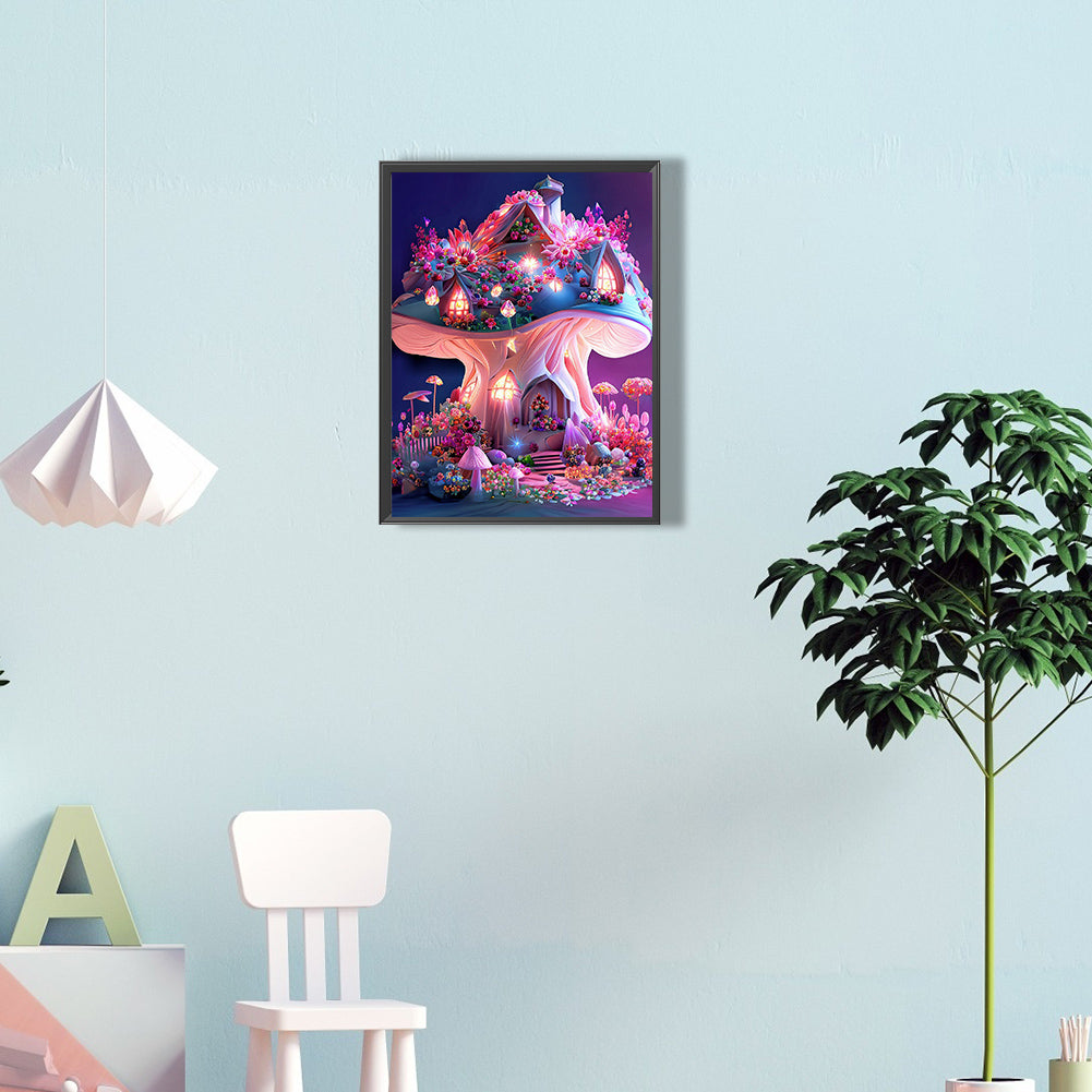 Dream Mushroom House 30*40Ccm(canvas) full round drill diamond painting