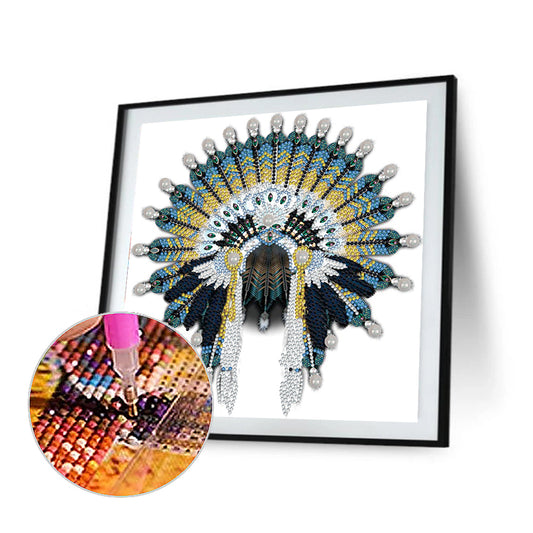 Native American War Hat - Special Shaped Drill Diamond Painting 30*30CM