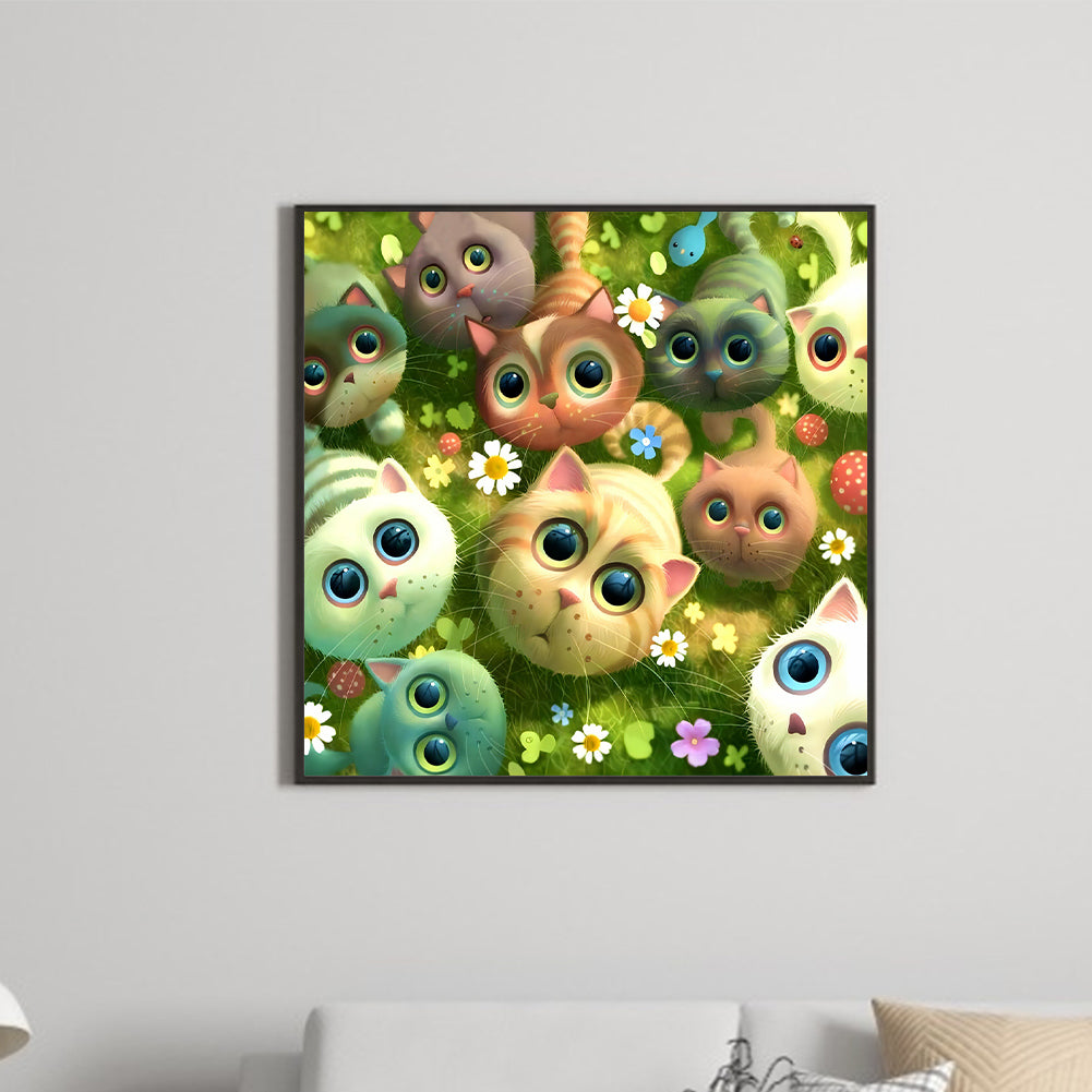Kittens Looking Up Curiously - Full Round Drill Diamond Painting 30*30CM