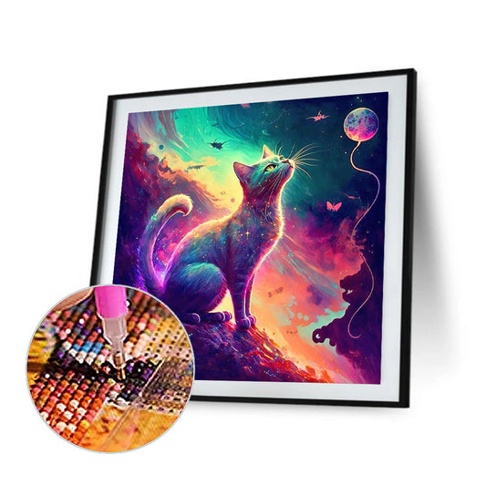 A Kitten Addicted To Thinking - Full Round Drill Diamond Painting 30*30CM