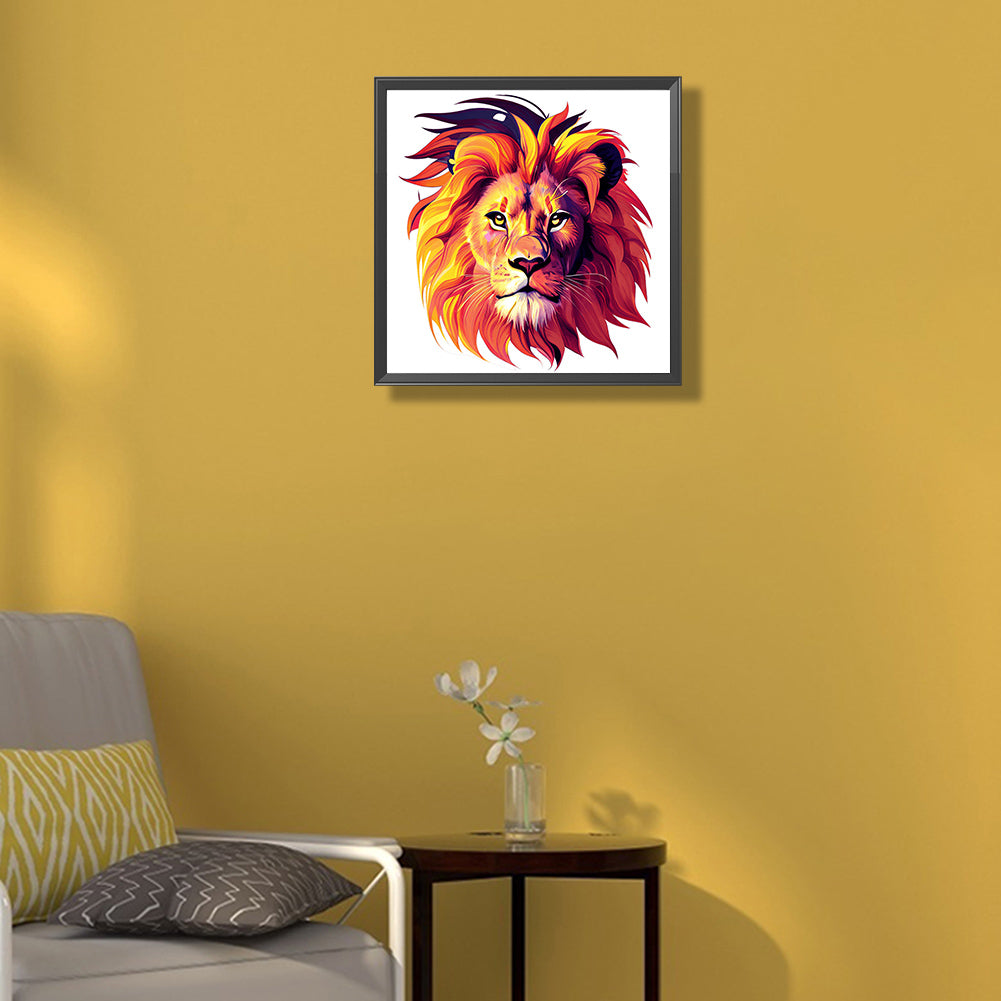 Big Head Animal Lion - Full Round Drill Diamond Painting 30*30CM