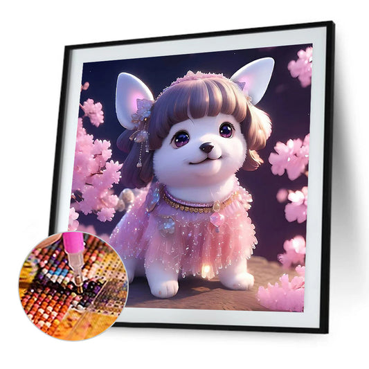 Rose Quartz Puppy - Full Round Drill Diamond Painting 30*30CM
