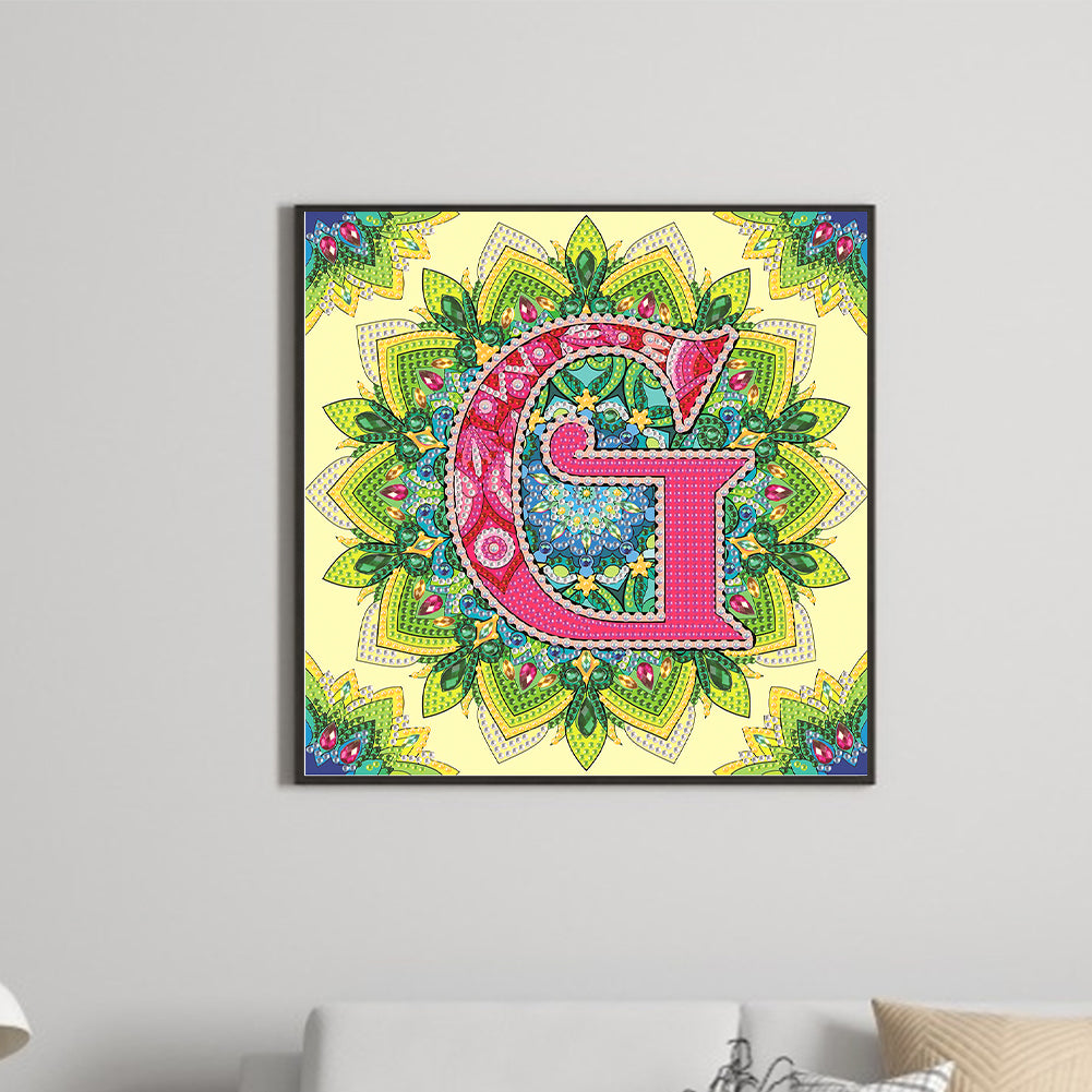 G Letter Mandala - Special Shaped Drill Diamond Painting 30*30CM