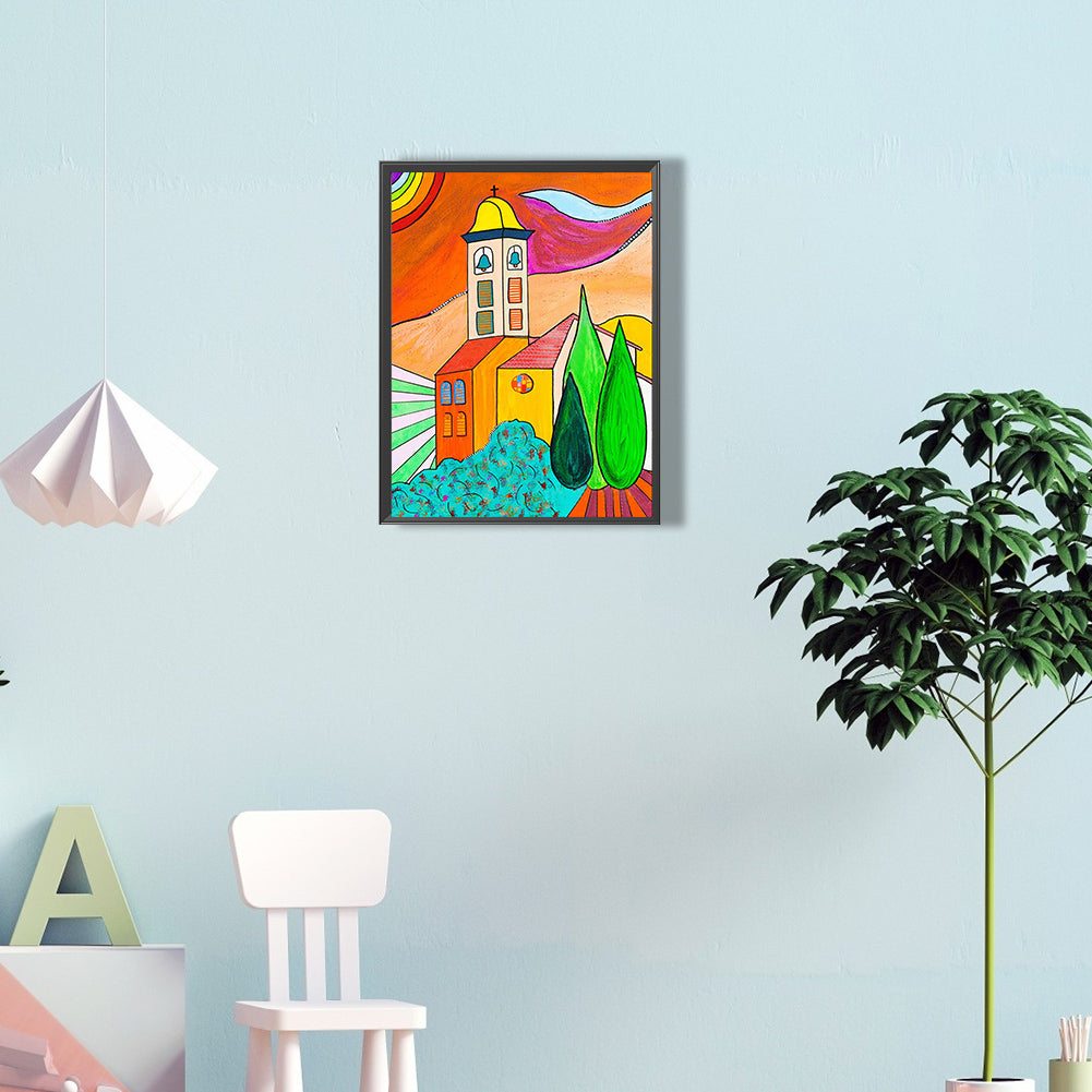 Colorful Building - Full Round Drill Diamond Painting 30*40CM