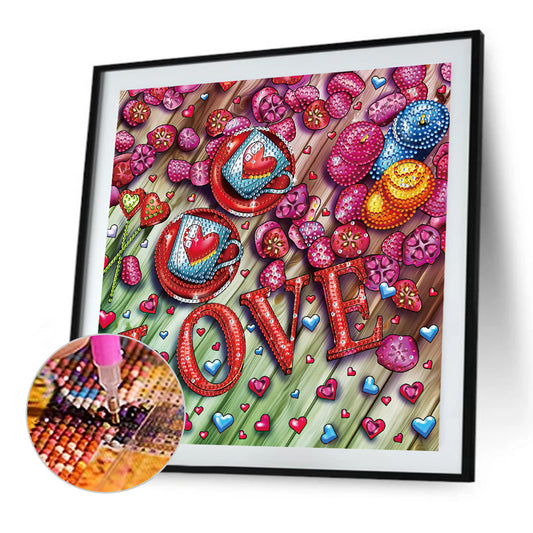 Love Love - Special Shaped Drill Diamond Painting 30*30CM
